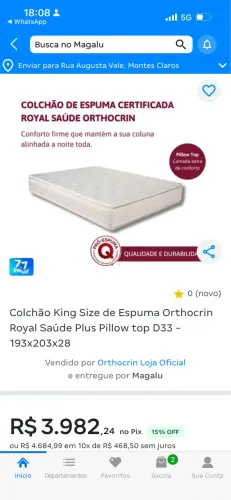 COLCHÃO DE ESPUMA ROYAL SAÚDE ORTHOCRIN