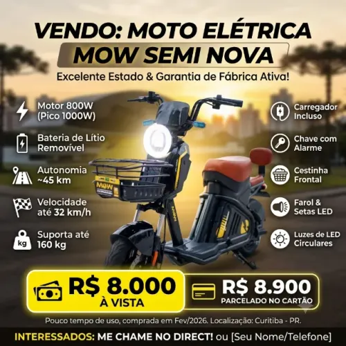 Moto Elétrica - bateria removível de lítio - Perfeito estado
