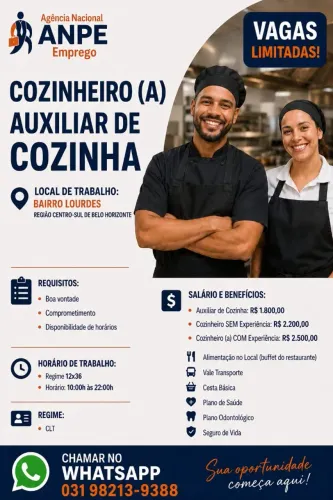 COZINHEIRO (A) E AUXILIAR DE COZINHA