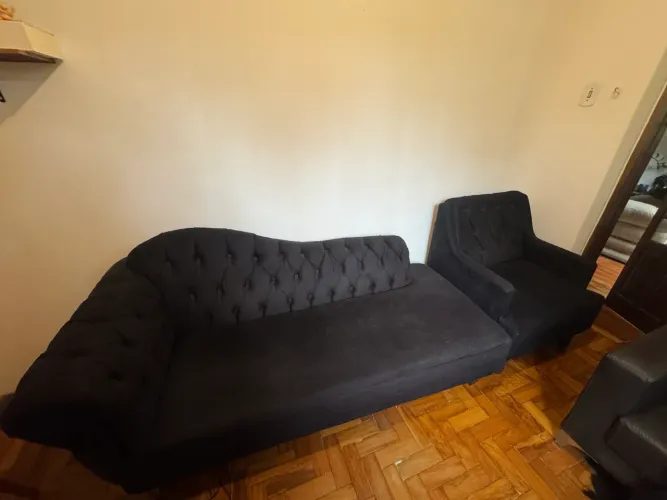 Divã Recamier Capitonê + 2 poltronas