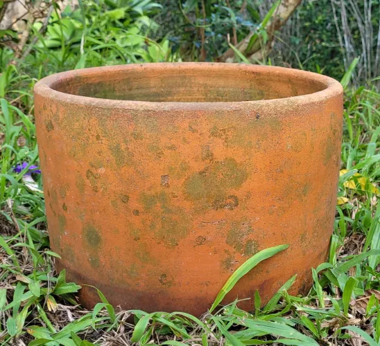 Vaso de barro cilíndrico grande 22,5 cm altura e 33cm de diâmetro