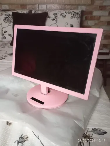 Monitor de computador rosa gamer sem fonte