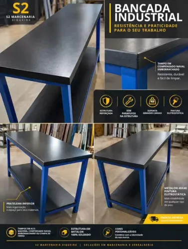 Bancada Industrial Profissional - Alta Resistência (Cores Personalizáveis)