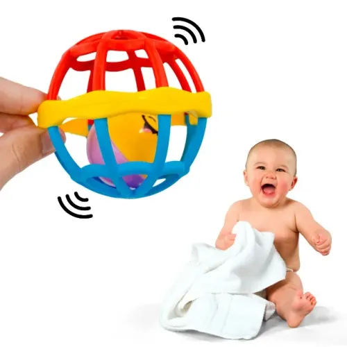 Brinquedo Para Bebe Chocalho Baby Macio Divertido Bola Mordedor Criança  
