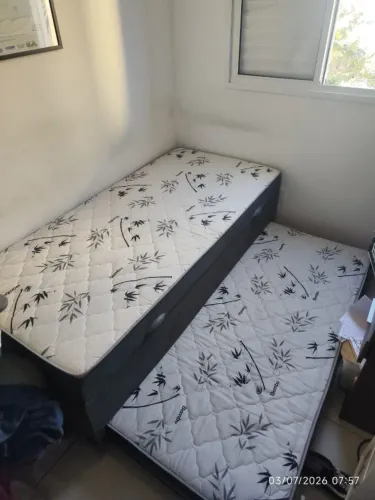 Cama Box Solteiro com Bicama Auxiliar e Colchões