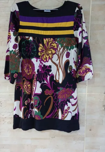 Blusa Alongada Túnica / Vestido Curto Lafee Estampado - Tam M