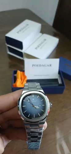Relógio luxo inox feminino poedegar azul