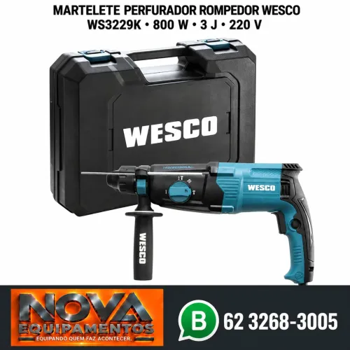 MARTELETE PERFURADOR ROMPEDOR WESCO WS3229K SDS Plus 220V 800W