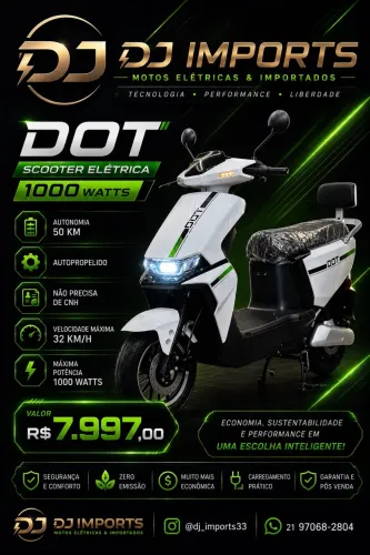 Scooter Elétrica DOT 1000W | 50km Autonomia | Sem CNH | Nova