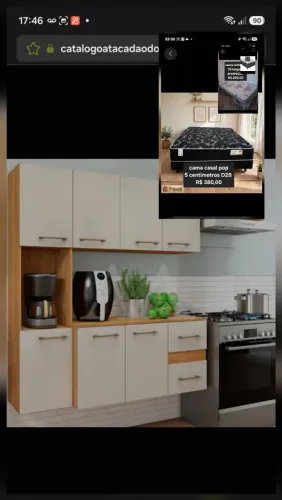 COZINHA FELLICCI COMPACTA MILA C/ BALCAO CINAMOMO/OFF WHITE