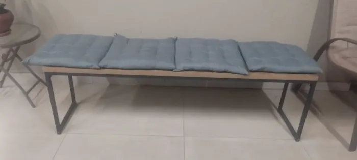 Par de Bancos Estilo Industrial - MDF e Aço (150cm)