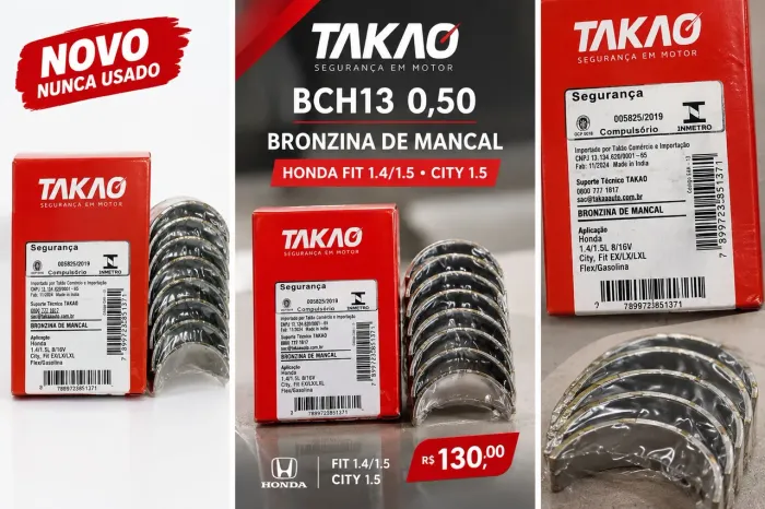 Bronzina de Mancal TAKA? BCH13 0,50 Honda Fit/City NOVA