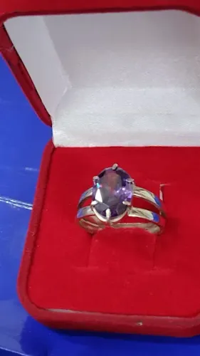 Anel Prata 950 Pedra Zircônia Lilas, Rosa, branca e outras cores 10 x 8 mm