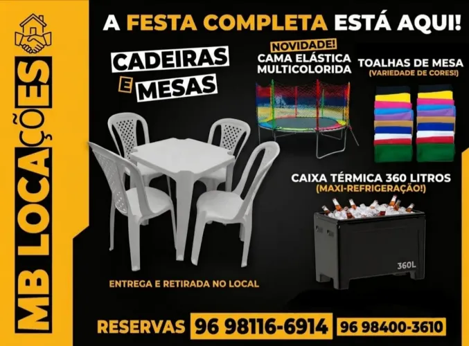 ALUGUEL DE JOGOS DE MESAS , TOALHAS , CAMA ELÁSTICA E CAIXA TÉRMICA