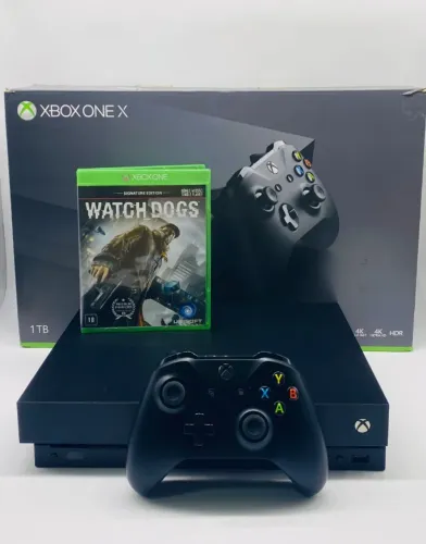 Xbox One X 1TB Preto Usado Com Caixa + Watch Dogs Usado
