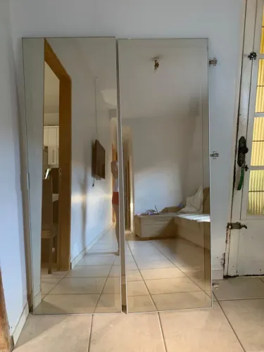 Par de portas espelhadas em alumínio anodizado- 1,78m