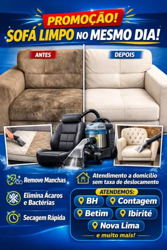 Higienização de sofá, estofados, colchão, tapete, bancos 