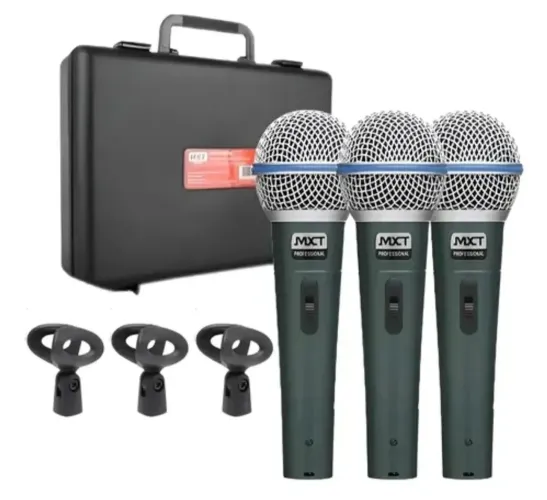 MICROFONE DINAMICO DE METAL 3PCS PRO