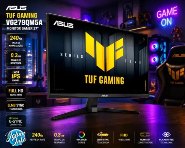 Monitor Gamer ASUS TUF 27 FHD 240Hz 0.3ms Fast IPS G-Sync Comp FreeSync Premium OPEN BOX