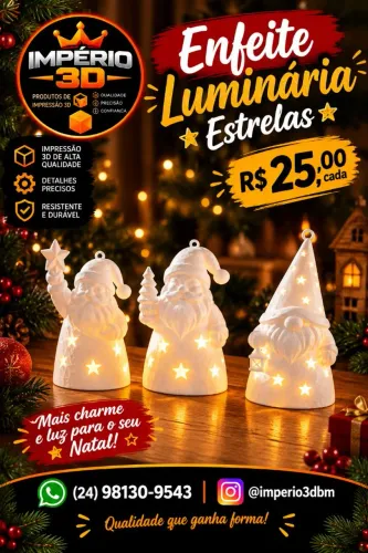 Porta vela luminária natalina estrelas