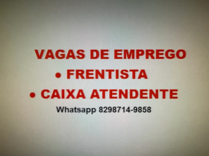 VAGA DE EMPREGO PARA FRENTISTA E CAIXA ATENDENTE 