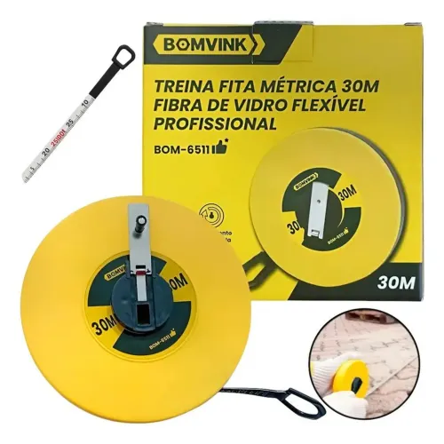 Treina Fita Métrica 30 Metros Profissional Fibra De Vidro