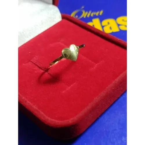 Anel ouro 18 kilates 0.60 gramas aro 1 m coração 6 mm Maciço