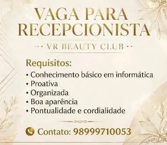 Vaga para recepcionista