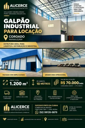 ALUGO GALPÃO NO COROADO 1200 M2 NÍVEL 5