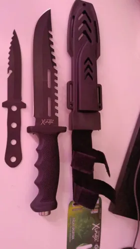 (Novo)kit 2 Facas de sobrevivência Faca+faca de arremesso Tático Militar