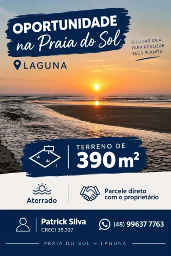 100 metros do mar. Pacele direto c/proprietário Terreno Escriturado 390m² Aterrado