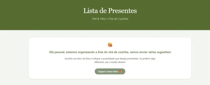 Sua lista de presentes 