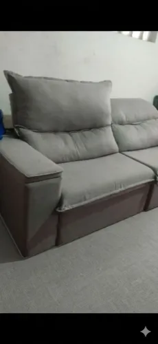 Sofá Retrátil Reclinável cinza 2,50 m