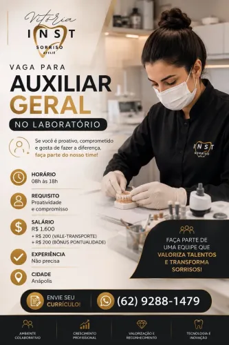 Vaga para auxiliar de protético