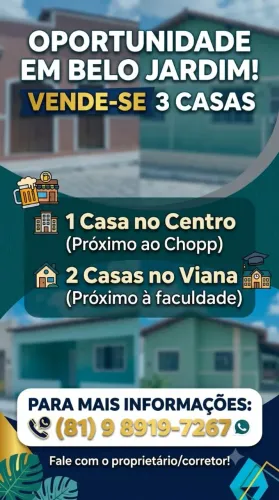 Vendo 3 casas localizadas em Belo Jardim - PE