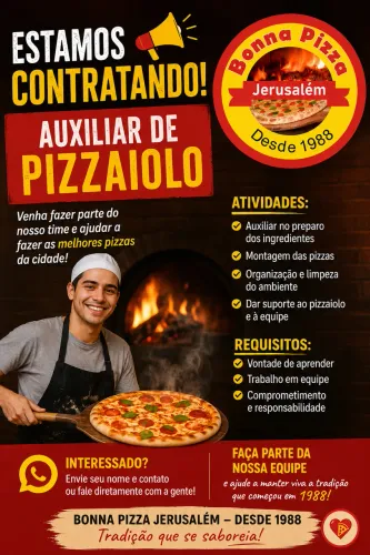 Vaga para auxiliar de pizzaiolo 