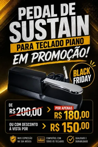 Pedal de sustain para teclado ou piano universal com chave de mudança de polaridade