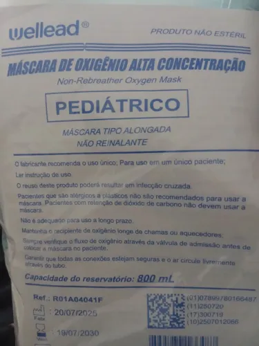 Máscara de oxigênio alta concentração pediátrico 5 reais o pacote ? 