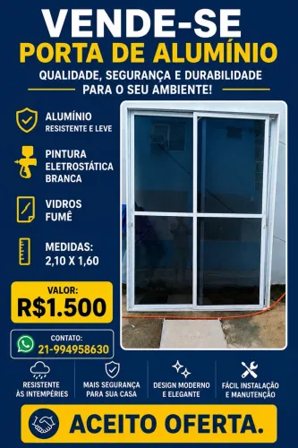 Porta de alumínio 2 folhas.