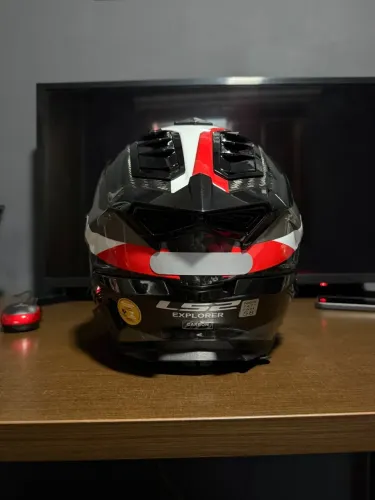 Capacete LS2 MX701 Explorer C Frontier Titanium/ Preto/vermelho (Carbono)