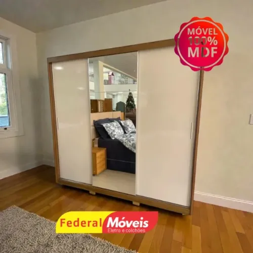 Guarda Roupa 100% MDF c/ Espelho 4 Gavetas 3 Portas OFF WHITE MEGA OFERTA