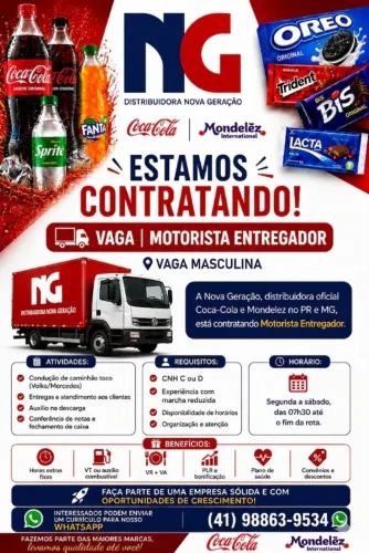 Motorista Entregador (CNH C ou D)