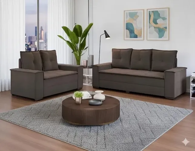 Oferta Sofá 2 e 3 lugares Berlim Marrom