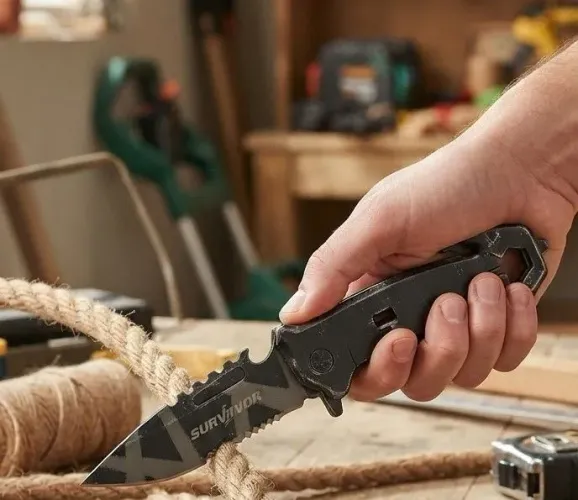 Canivete retrátil lâmina 9.5cm aço preto