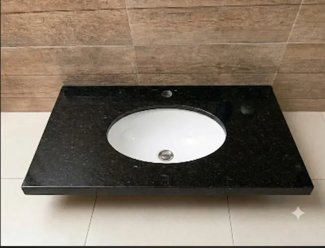 Bancada Banheiro Granito Verde Ubatuba - 80x50cm com Cuba - Oportunidade!