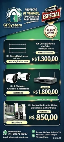 CÂMERAS, ALARMES,CERCAS E PORTÃO ELETRÔNICO