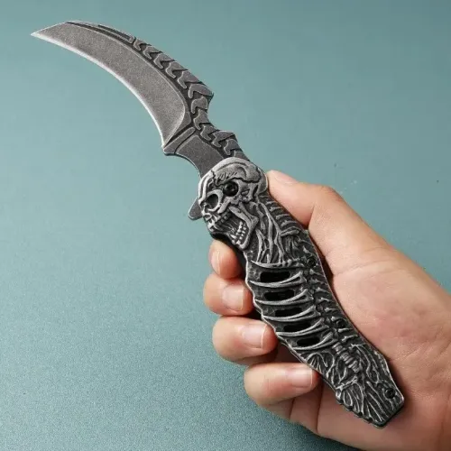 Canivete Caveira 3D Aço Inox 440C