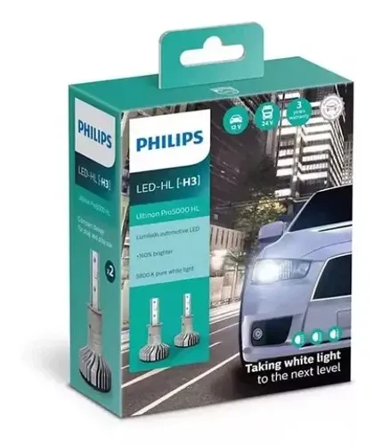 Par Lâmpada Philips H3 - Led Ultinon Pro 5000
