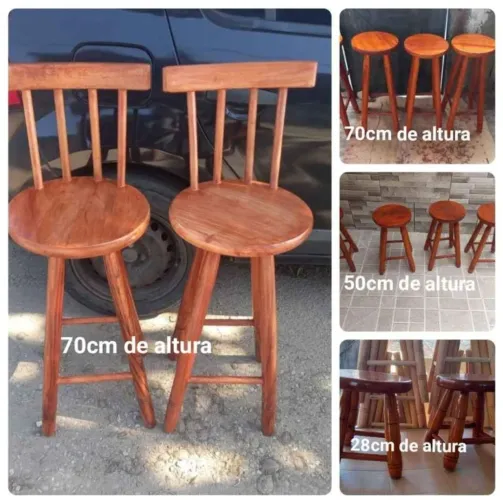 Banquetas de madeira maciça - 3 tamanhos