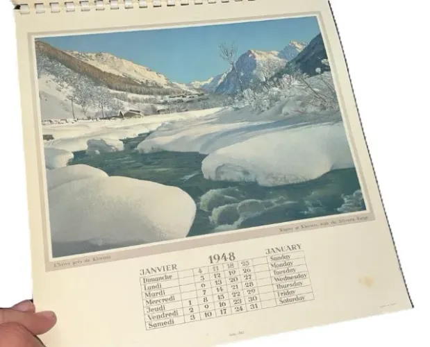 Calendário Antigo 1948 Paisangens Alpinas The Alpine Calenda Alpine Calendar